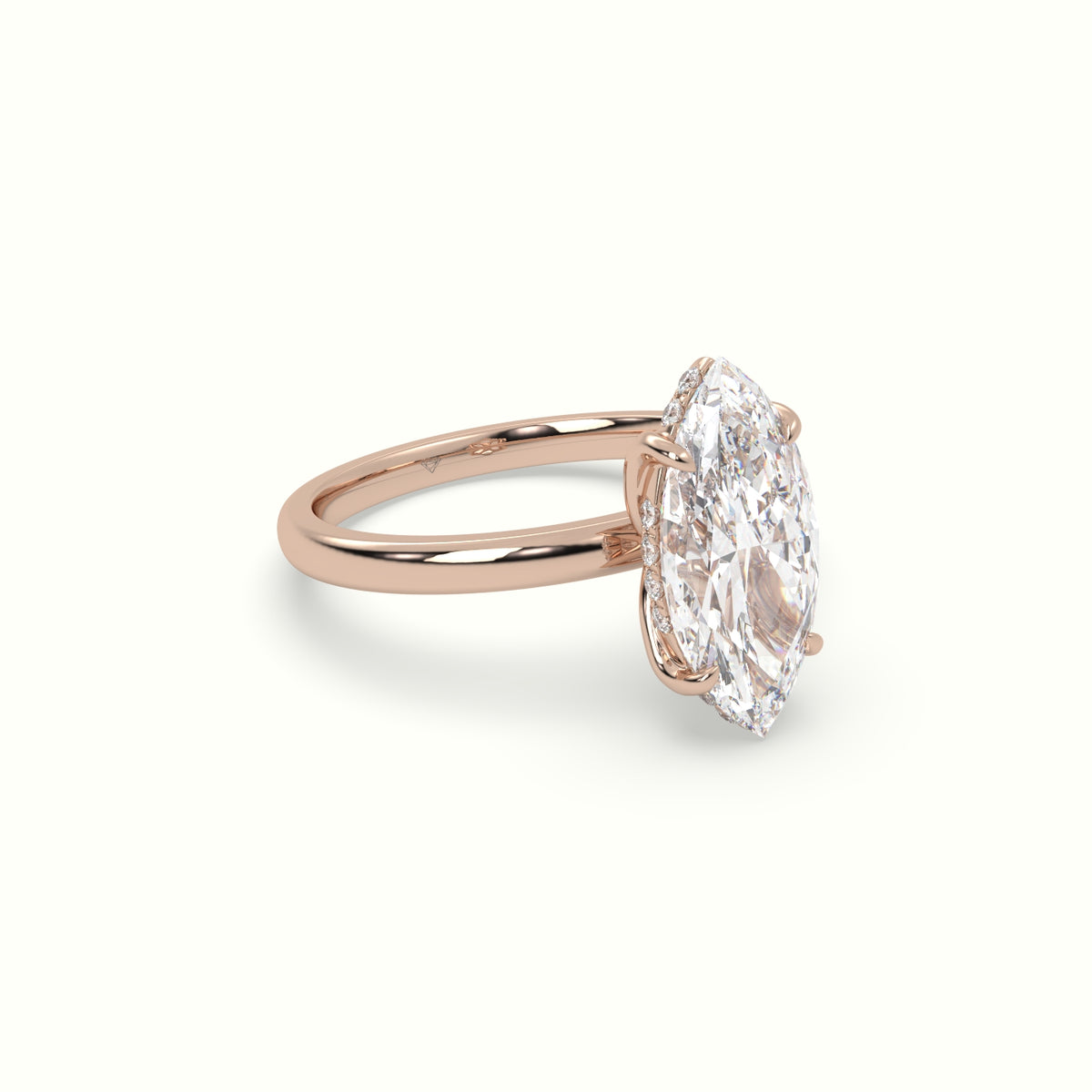 The Tulip Marquise Cut 4 Prong Hidden Halo Diamond Engagement Ring