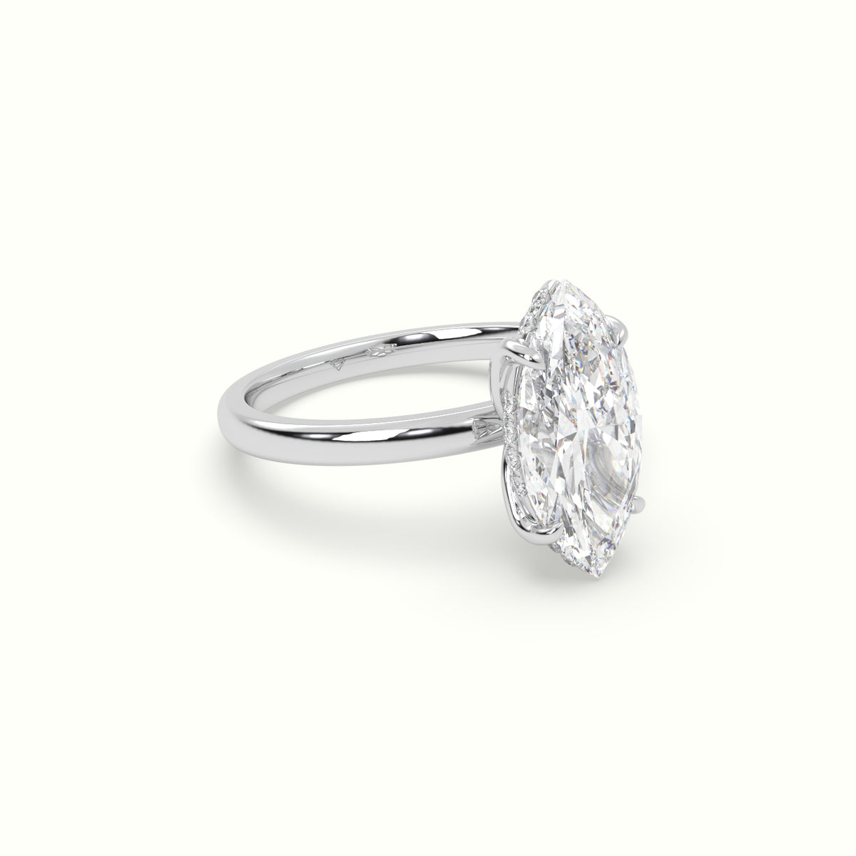 The Tulip Marquise Cut 4 Prong Hidden Halo Diamond Engagement Ring
