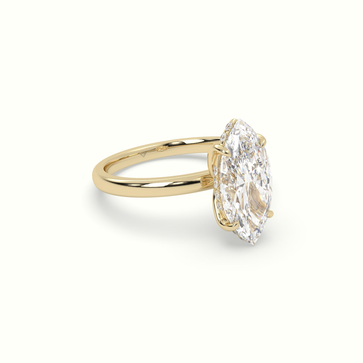 The Tulip Marquise Cut 4 Prong Hidden Halo Diamond Engagement Ring