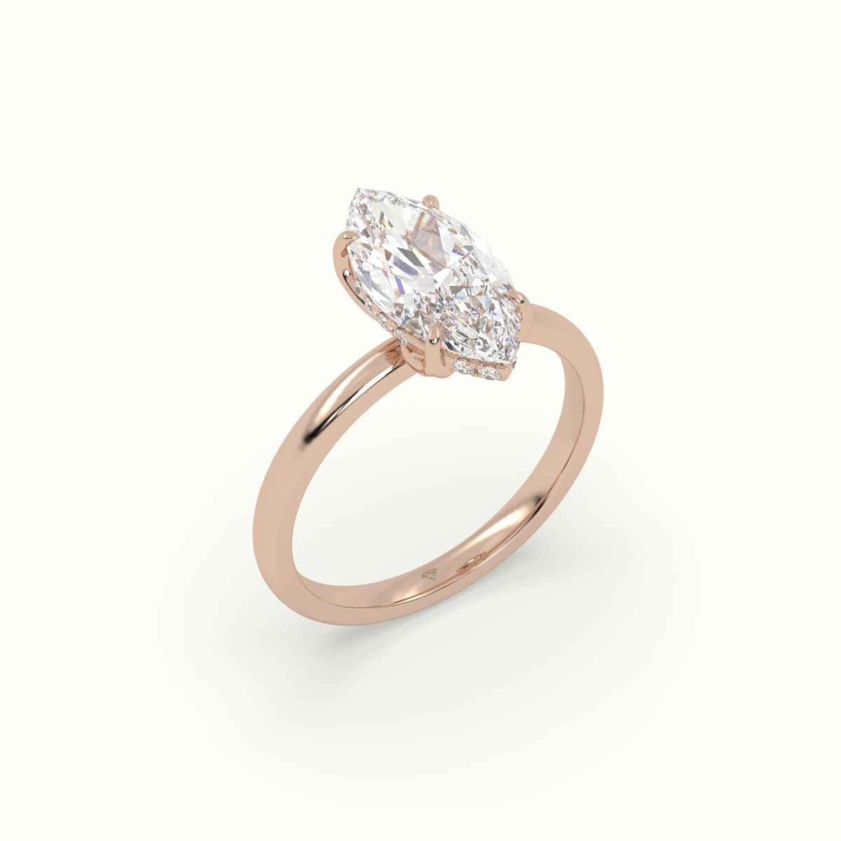 The Tulip Marquise Cut 4 Prong Hidden Halo Diamond Engagement Ring