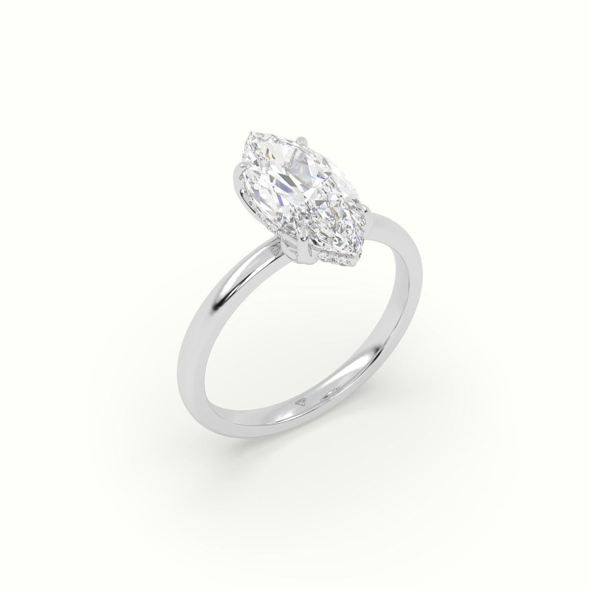The Tulip Marquise Cut 4 Prong Hidden Halo Diamond Engagement Ring