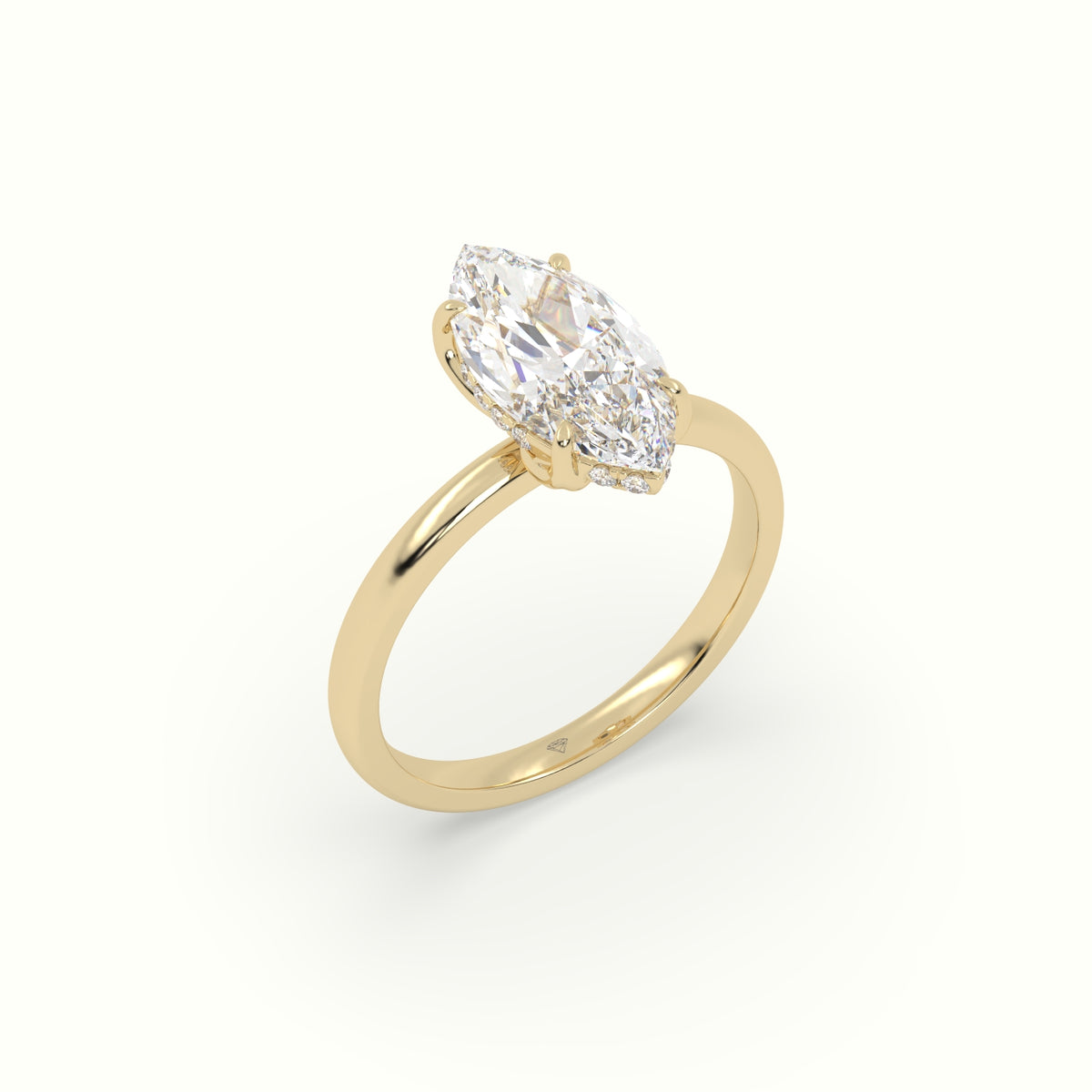 The Tulip Marquise Cut 4 Prong Hidden Halo Diamond Engagement Ring