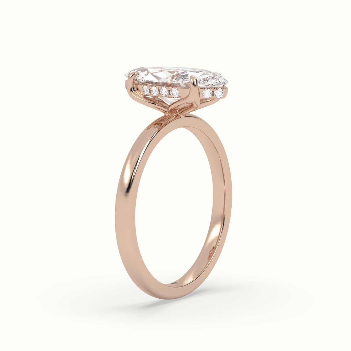 The Tulip Marquise Cut 4 Prong Hidden Halo Diamond Engagement Ring