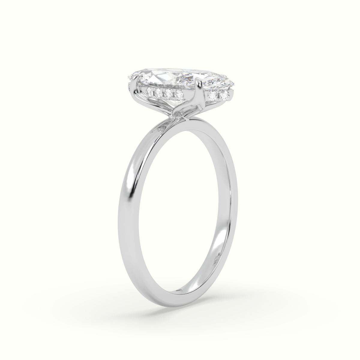 The Tulip Marquise Cut 4 Prong Hidden Halo Diamond Engagement Ring
