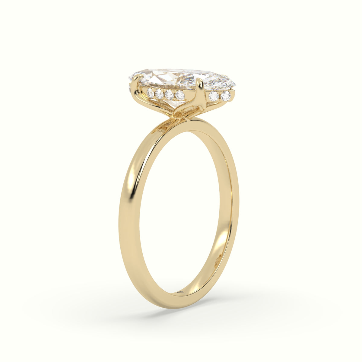 The Tulip Marquise Cut 4 Prong Hidden Halo Diamond Engagement Ring