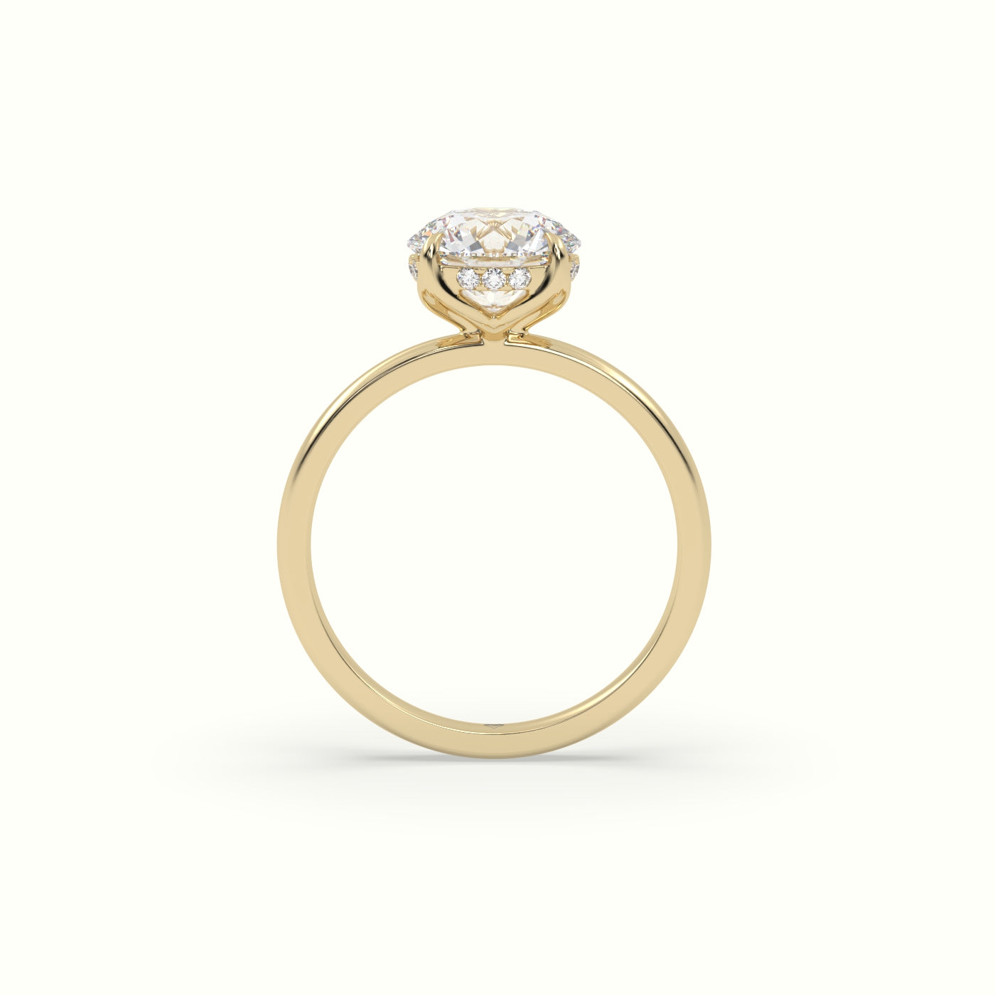The Tulip Round Cut 4 Prong Hidden Halo Diamond Engagement Ring