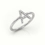Round Cut Diamonds “A” Initials Monogram Alphabet Ring — White Gold