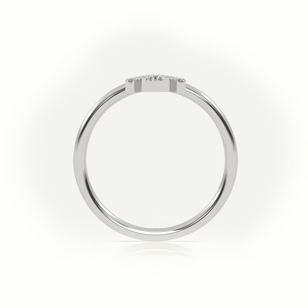 Round Cut Diamonds “A” Initials Monogram Alphabet Ring — White Gold