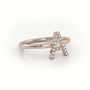 Round Cut Diamonds “A” Initials Monogram Alphabet Ring — Rose Gold