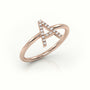 Round Cut Diamonds “A” Initials Monogram Alphabet Ring — Rose Gold