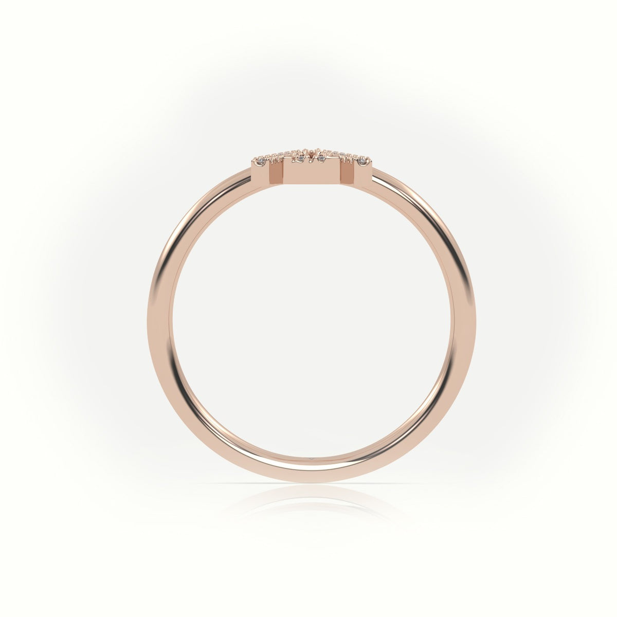 Round Cut Diamonds “A” Initials Monogram Alphabet Ring — Rose Gold