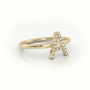 Round Cut Diamonds “A” Initials Monogram Alphabet Ring — Yellow Gold
