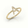 Round Cut Diamonds “A” Initials Monogram Alphabet Ring — Yellow Gold