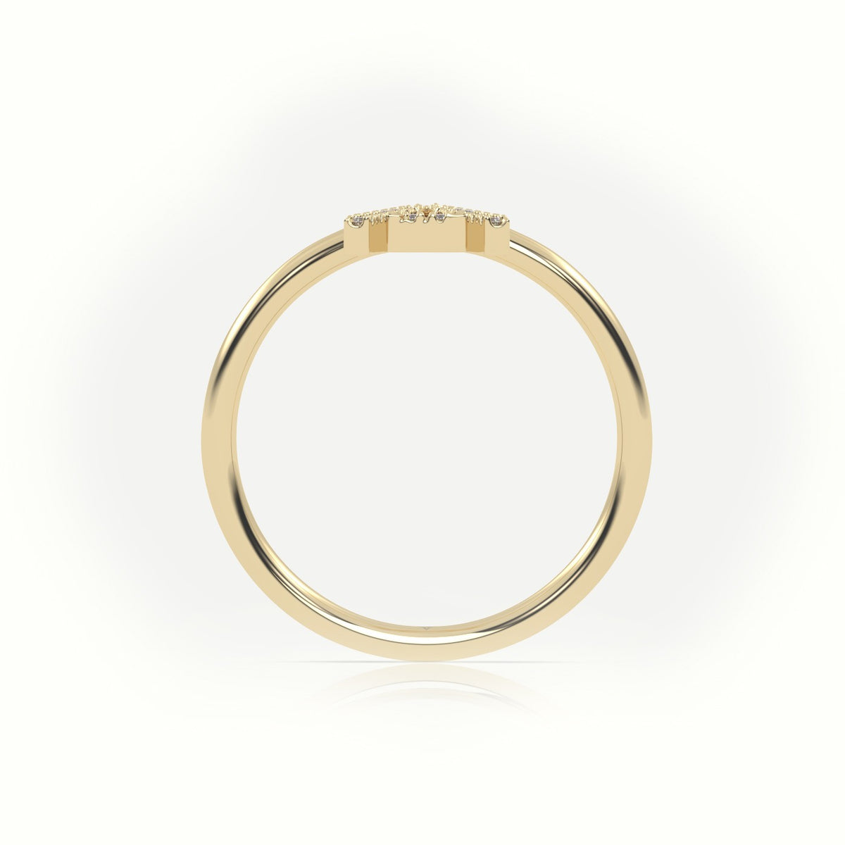 Round Cut Diamonds “A” Initials Monogram Alphabet Ring — Yellow Gold