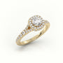 Round Cut Diamond Scallop Setting Vintage Engagement Ring — Yellow Gold