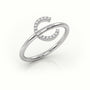 Round Cut Diamonds “C” Initials Monogram Alphabet Ring — White Gold