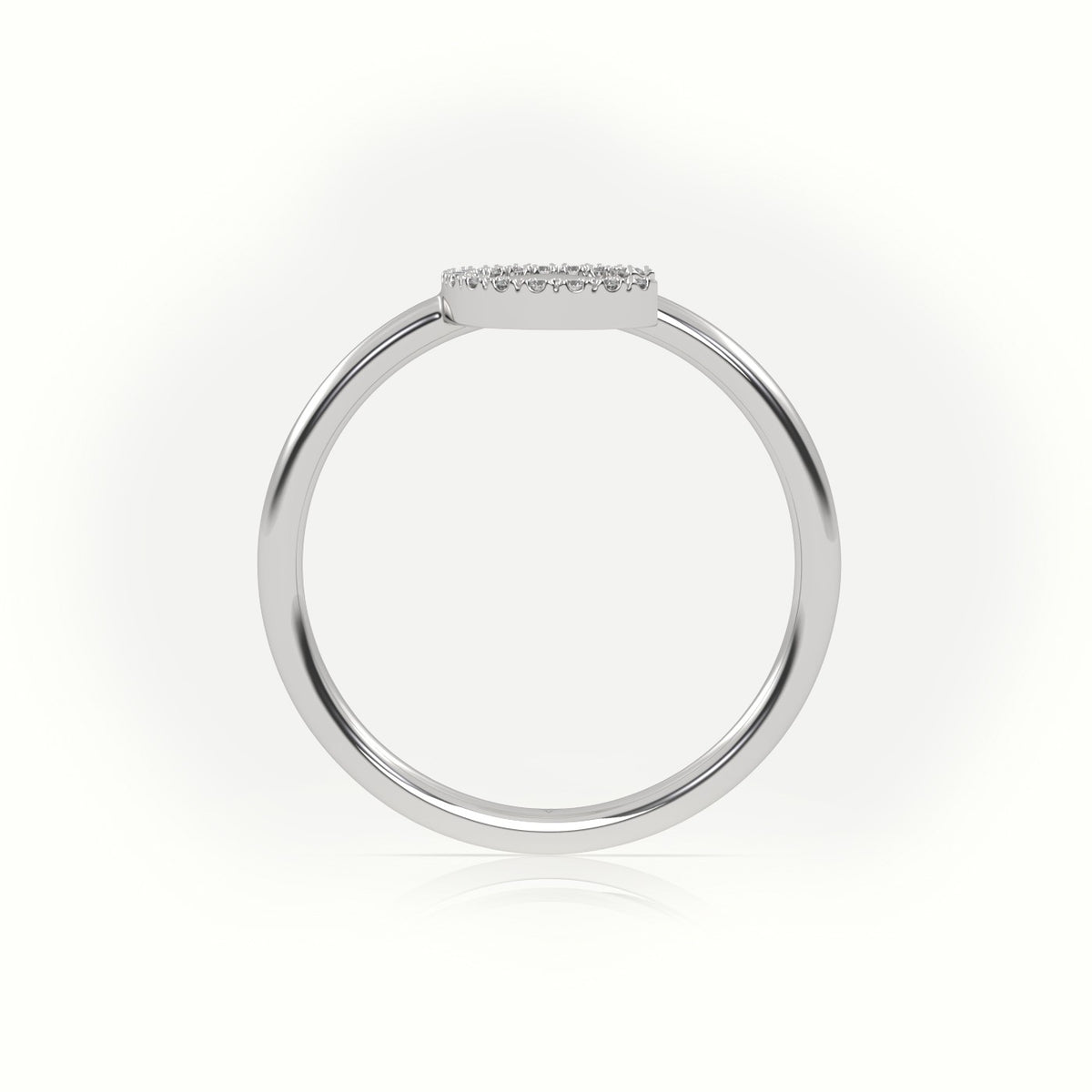 Round Cut Diamonds “C” Initials Monogram Alphabet Ring — White Gold