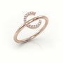 Round Cut Diamonds “C” Initials Monogram Alphabet Ring — Rose Gold