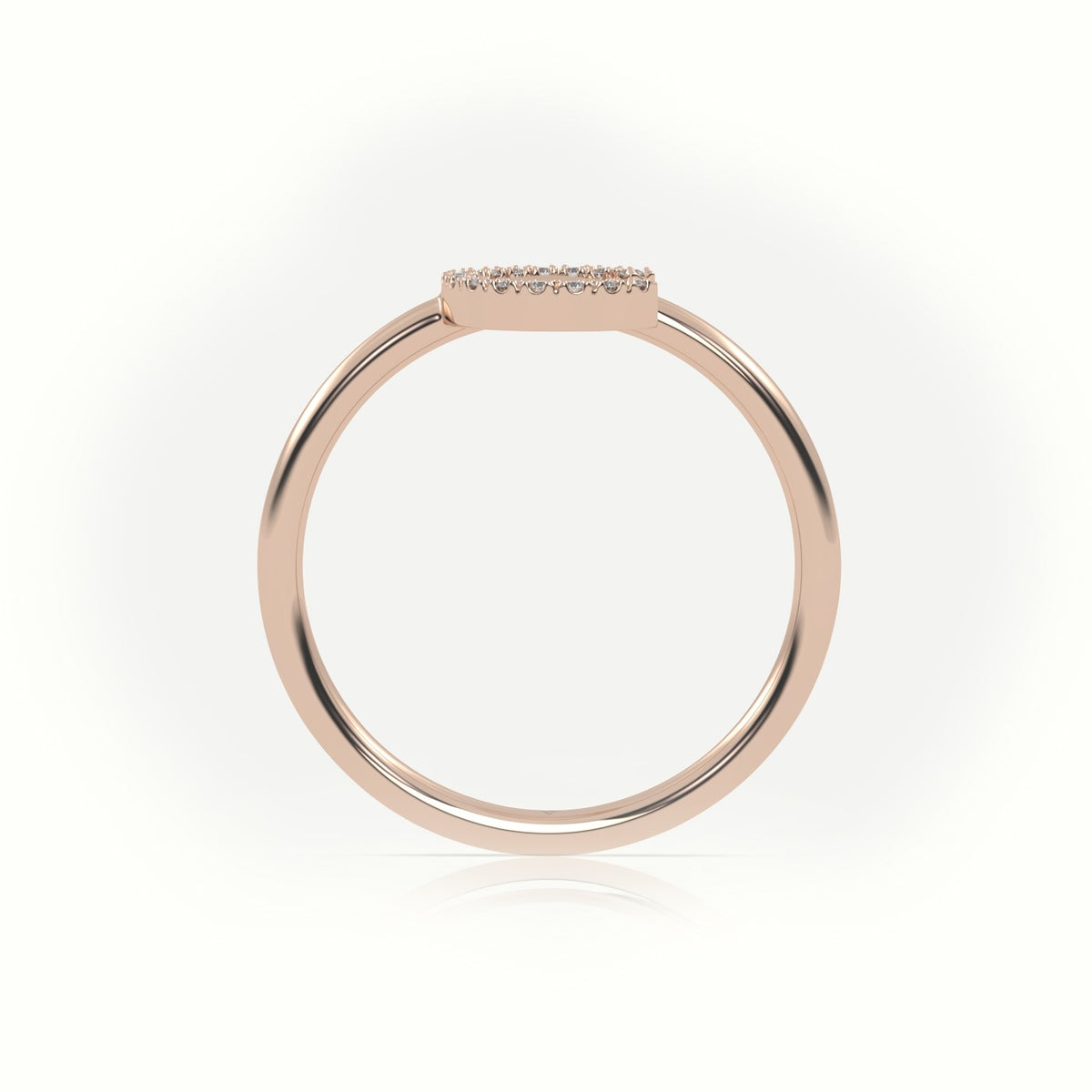 Round Cut Diamonds “C” Initials Monogram Alphabet Ring — Rose Gold