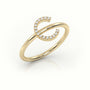 Round Cut Diamonds “C” Initials Monogram Alphabet Ring — Yellow Gold