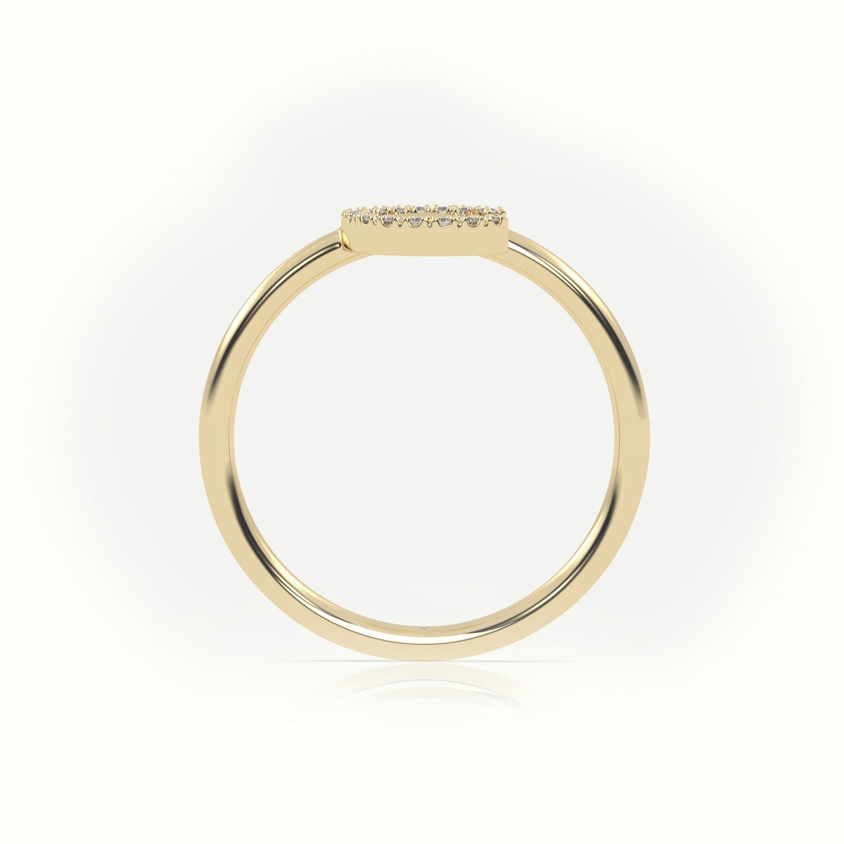 Round Cut Diamonds “C” Initials Monogram Alphabet Ring — Yellow Gold