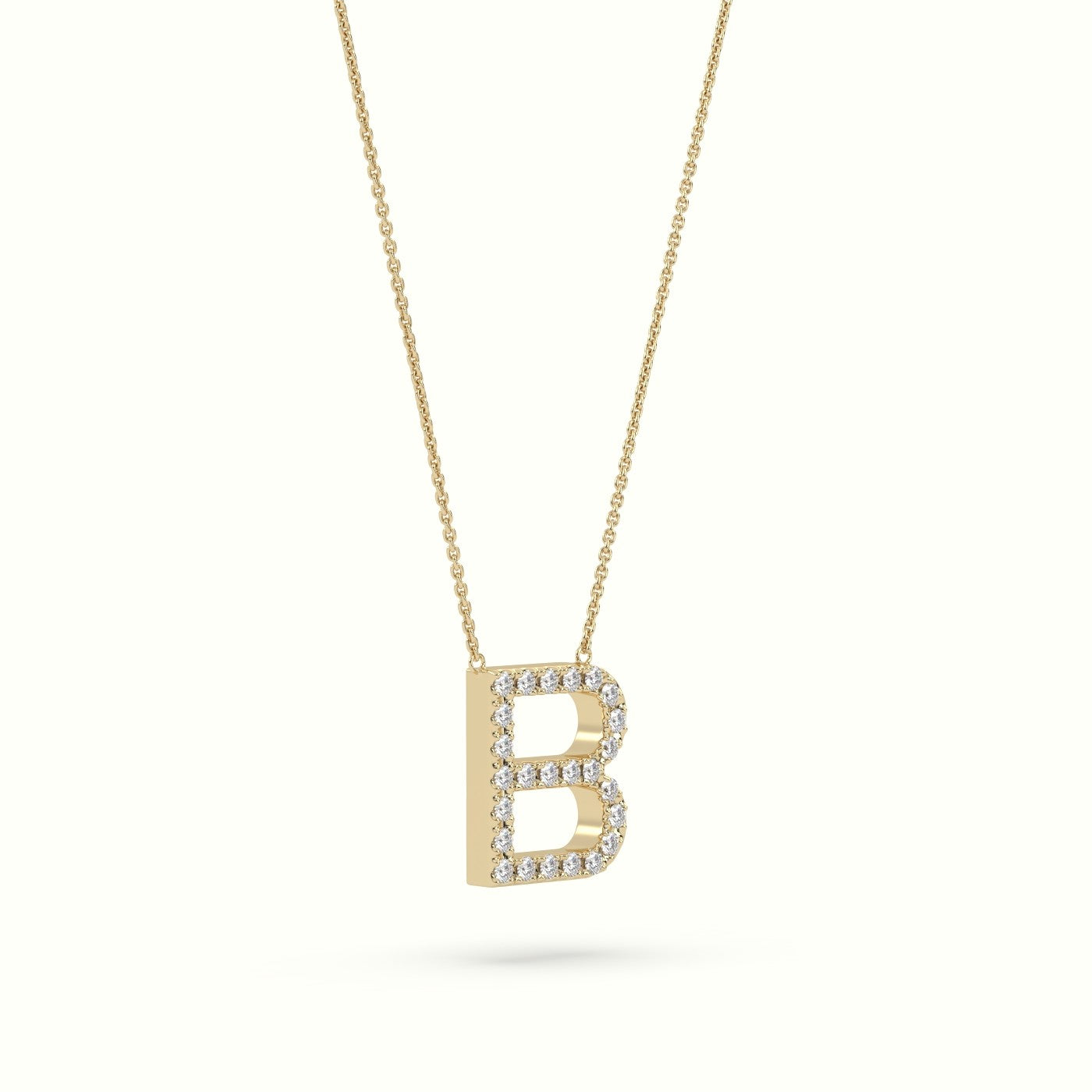 Initial “B” Diamond Necklace - 18k gold — Yellow Gold
