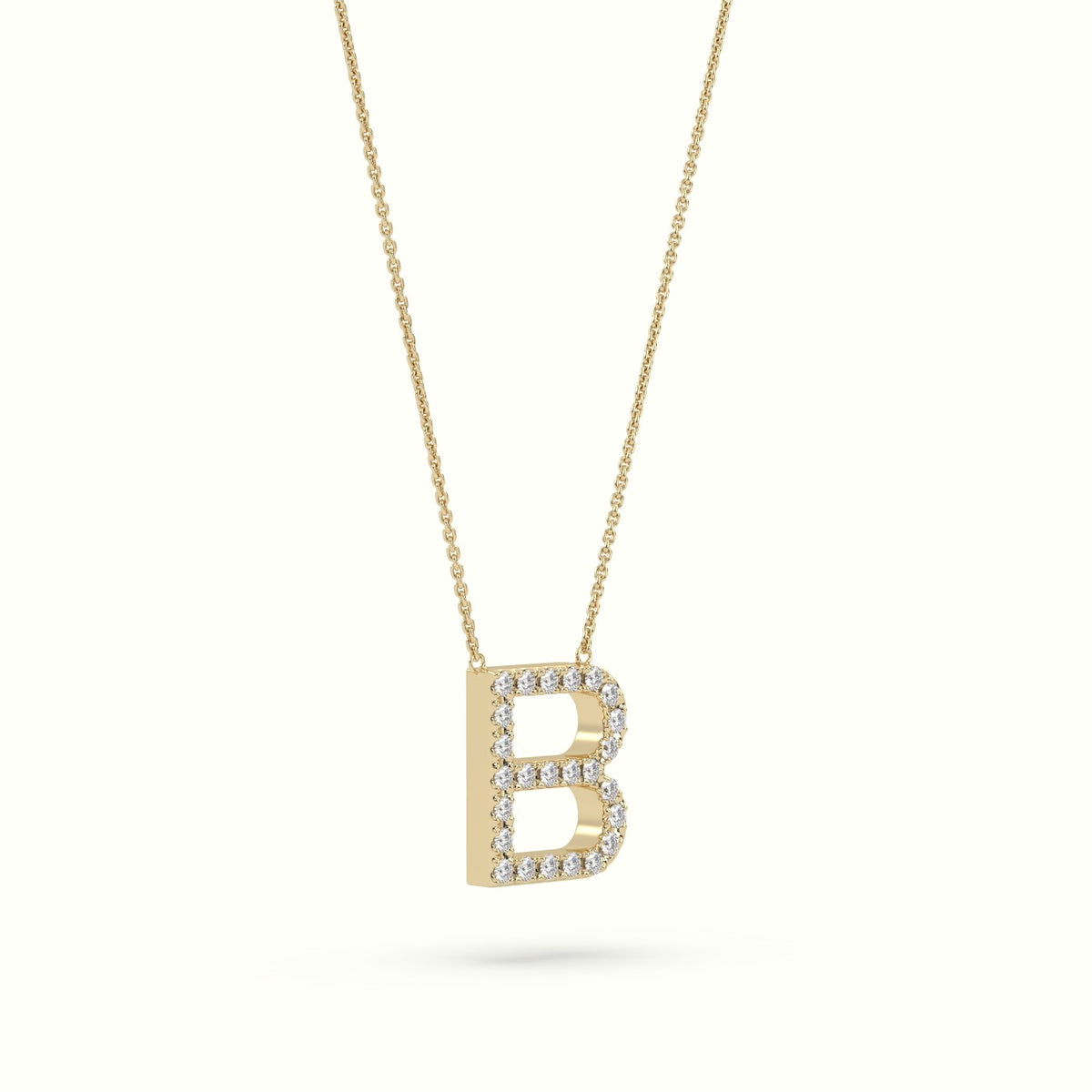 Initial “B” Diamond Necklace - 18k gold — Yellow Gold