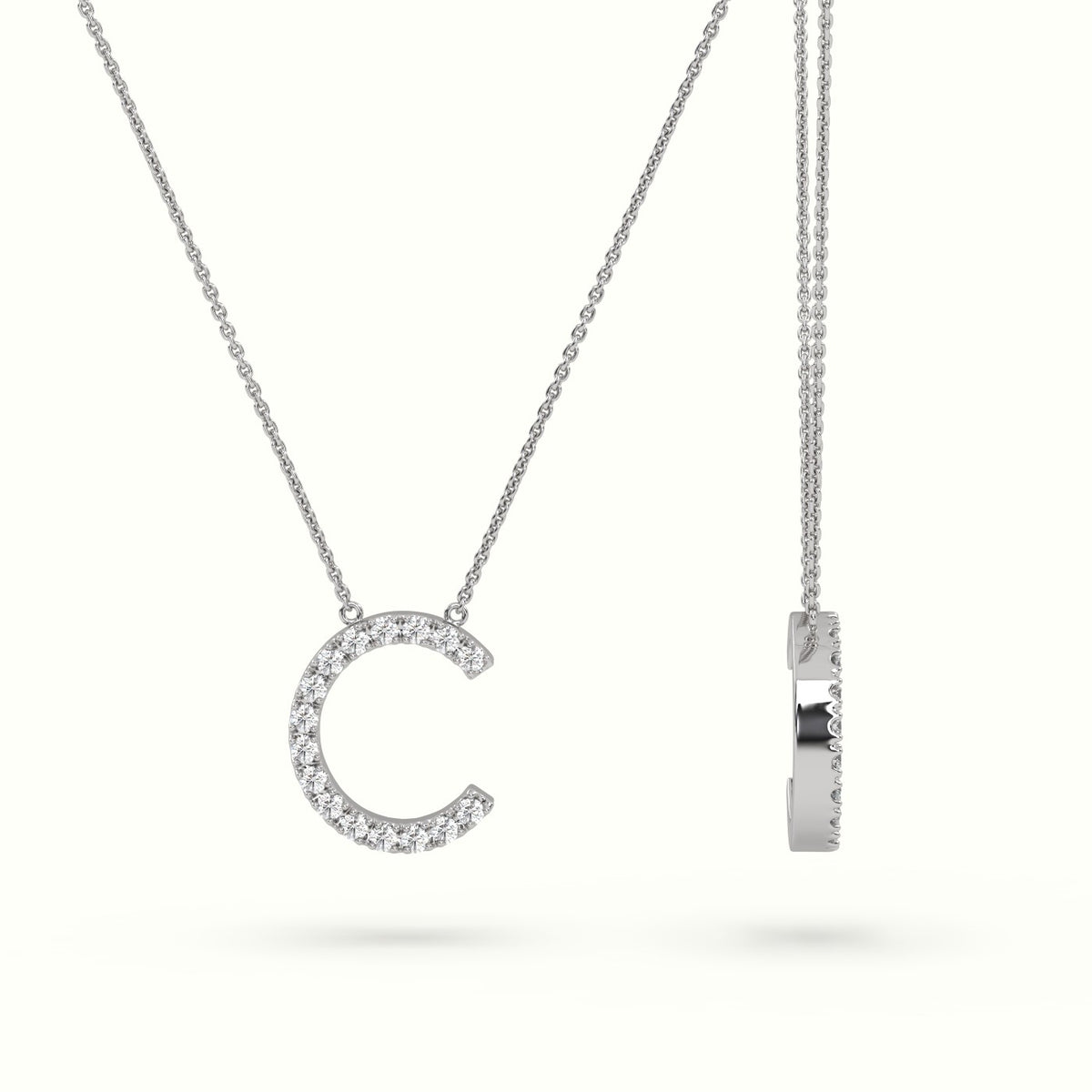 Initial "C" Diamond Necklace - 18k Gold — White Gold
