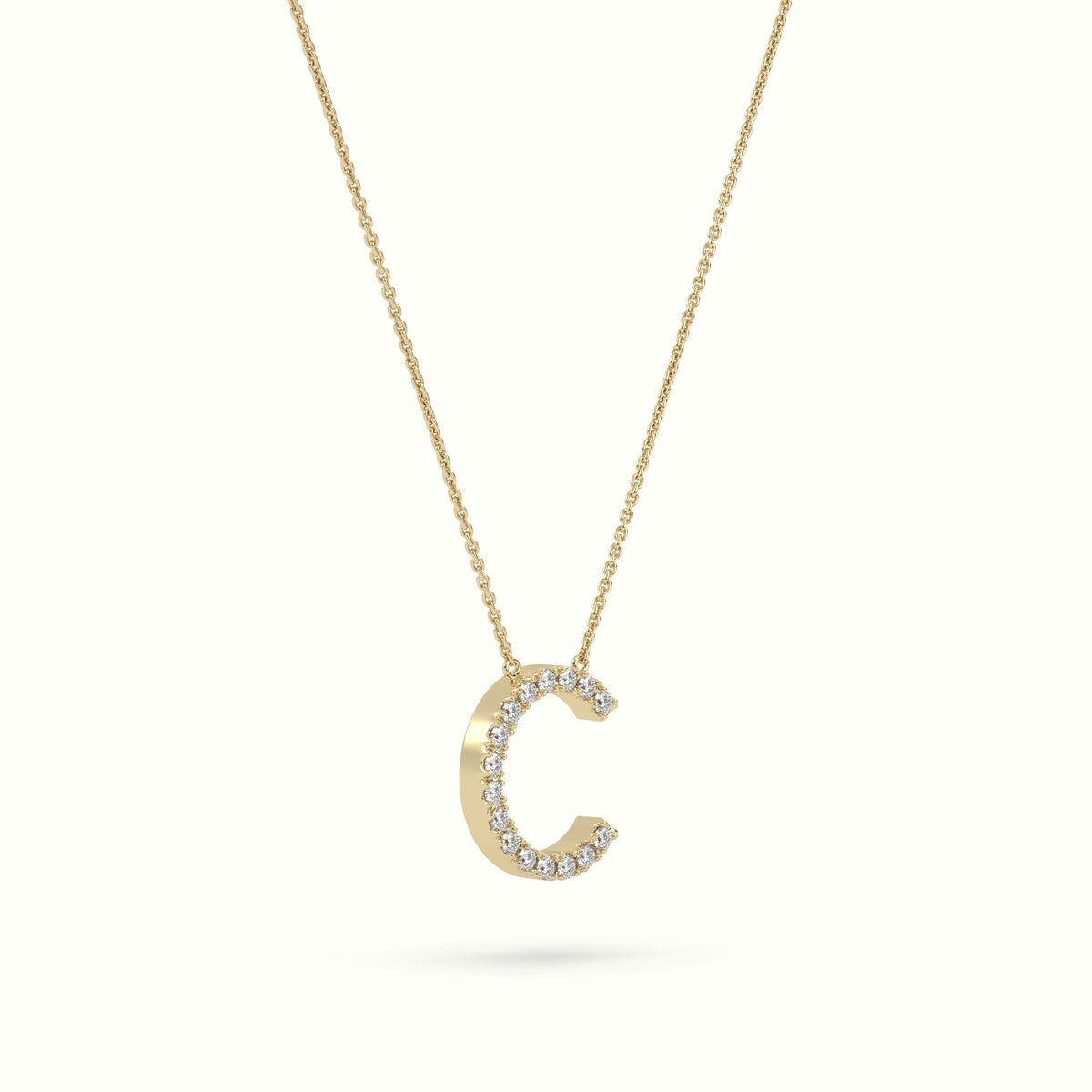 Initial "C" Diamond Necklace - 18k Gold — Yellow Gold