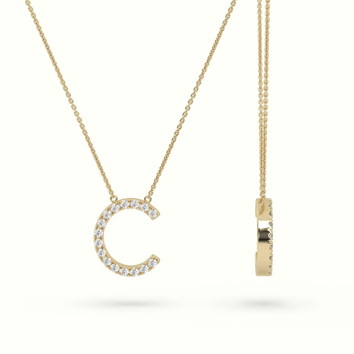 Initial "C" Diamond Necklace - 18k Gold — Yellow Gold