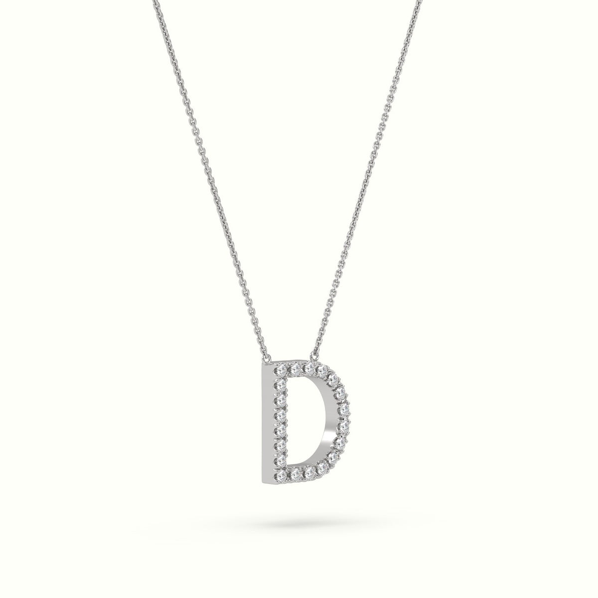 Initial "D" Diamond Necklace - 18k Gold — White Gold