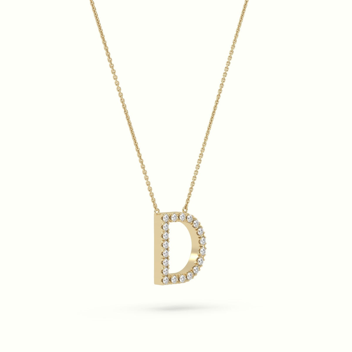 Initial "D" Diamond Necklace - 18k Gold — Yellow Gold