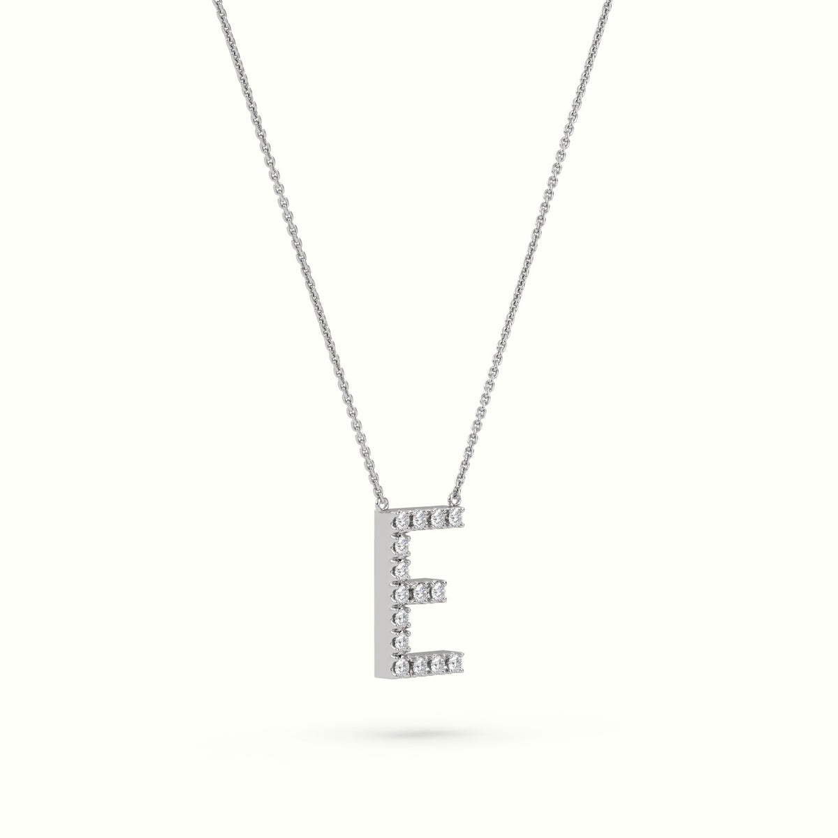 Initial "E" Diamond Necklace - 18k Gold — White Gold