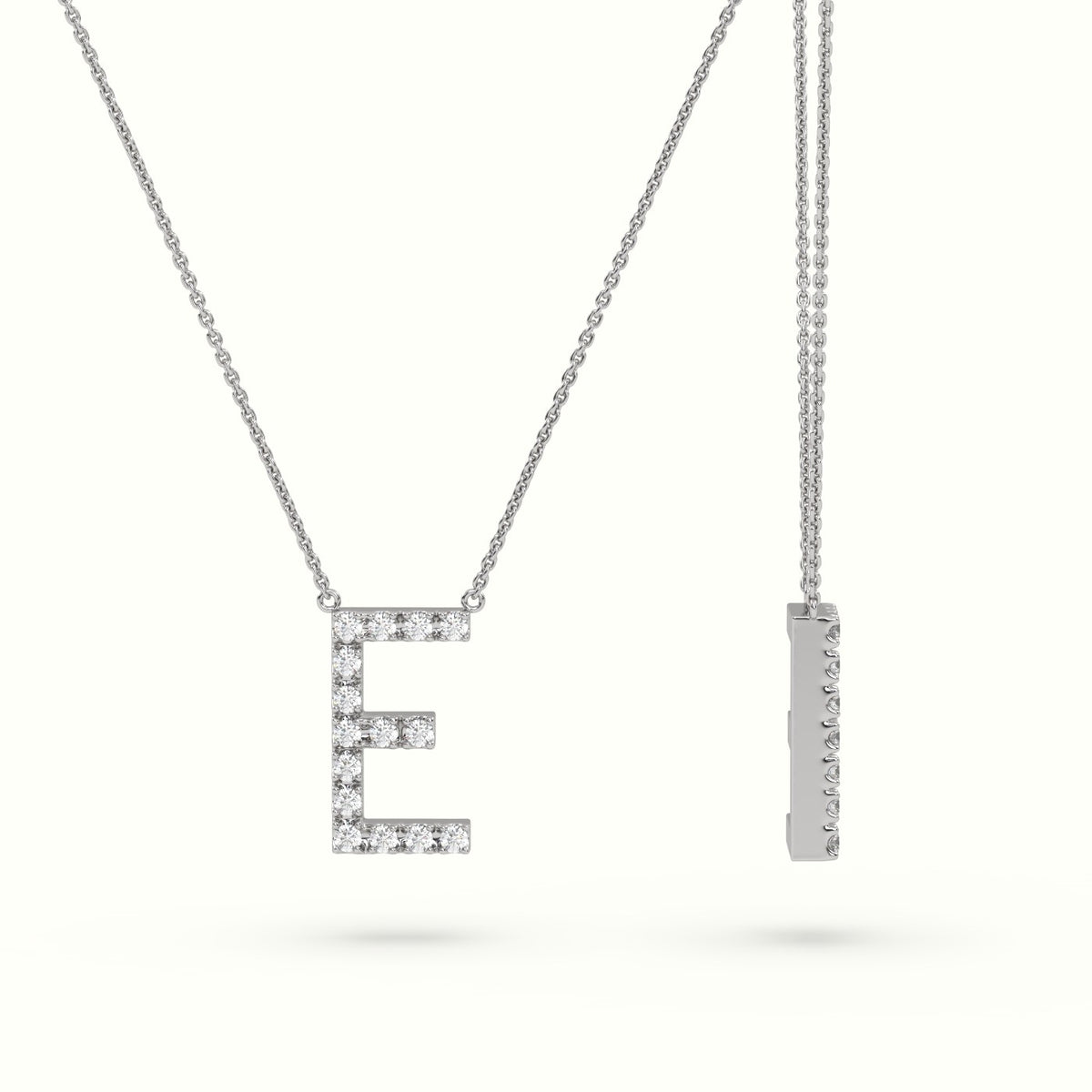 Initial "E" Diamond Necklace - 18k Gold — White Gold