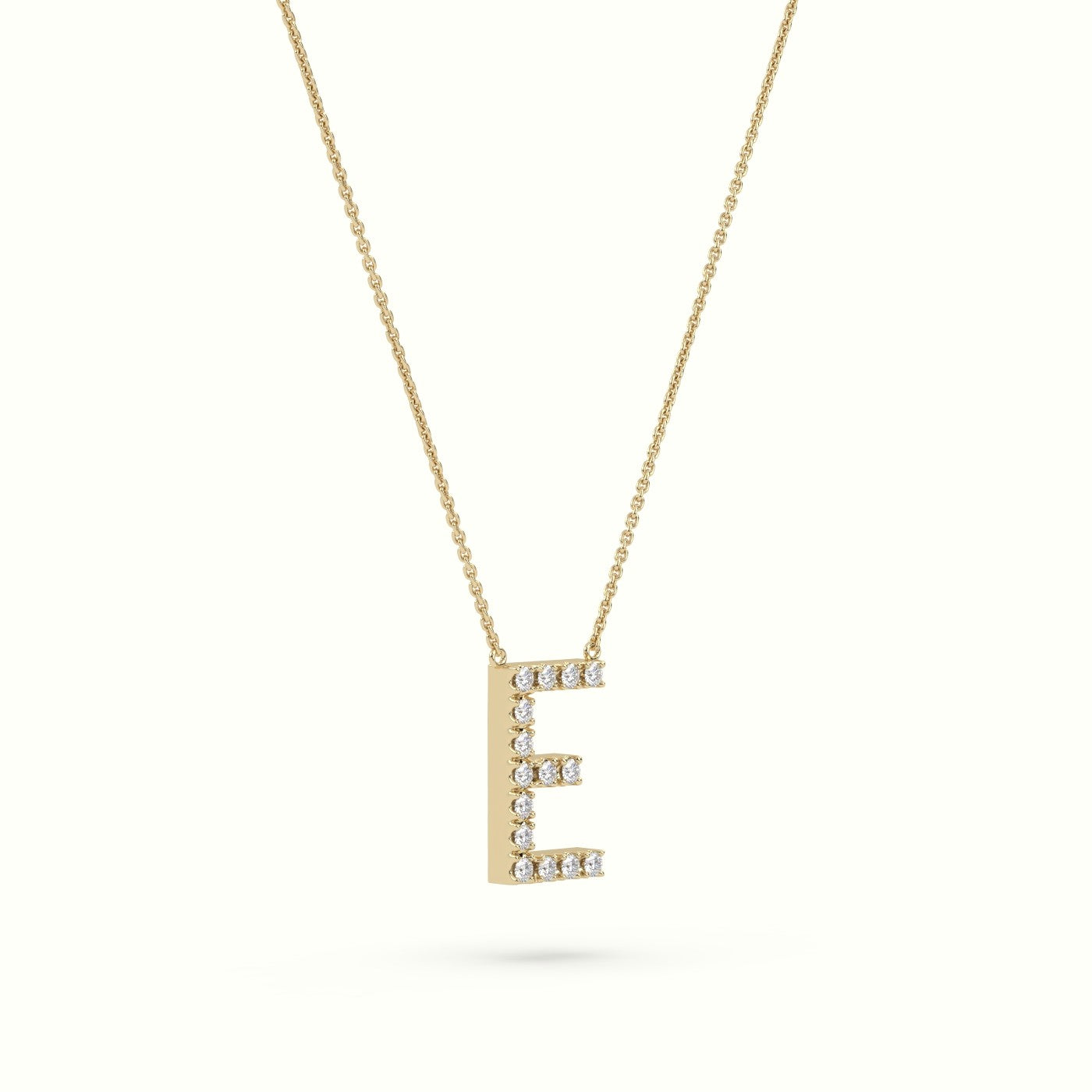 Initial "E" Diamond Necklace - 18k Gold — Yellow Gold