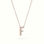 Initial "F" Diamond Necklace - 18k Gold — Rose Gold