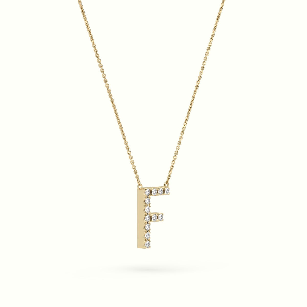 Initial "F" Diamond Necklace - 18k Gold — Yellow Gold