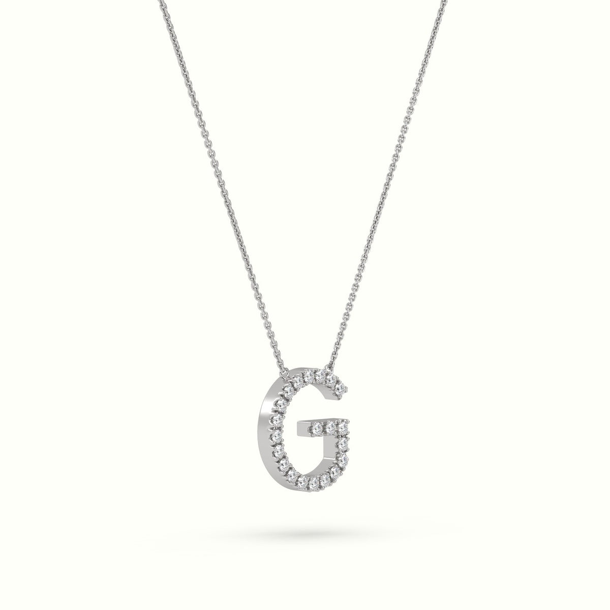 Initial "G" Diamond Necklace - 18k Gold — White Gold