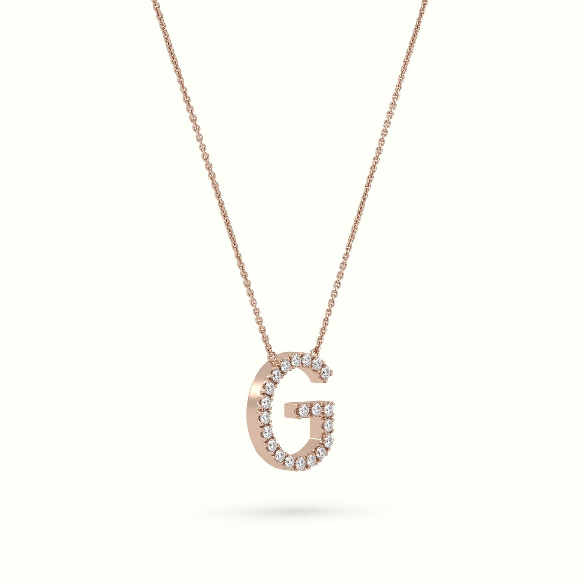Initial "G" Diamond Necklace - 18k Gold — Rose Gold