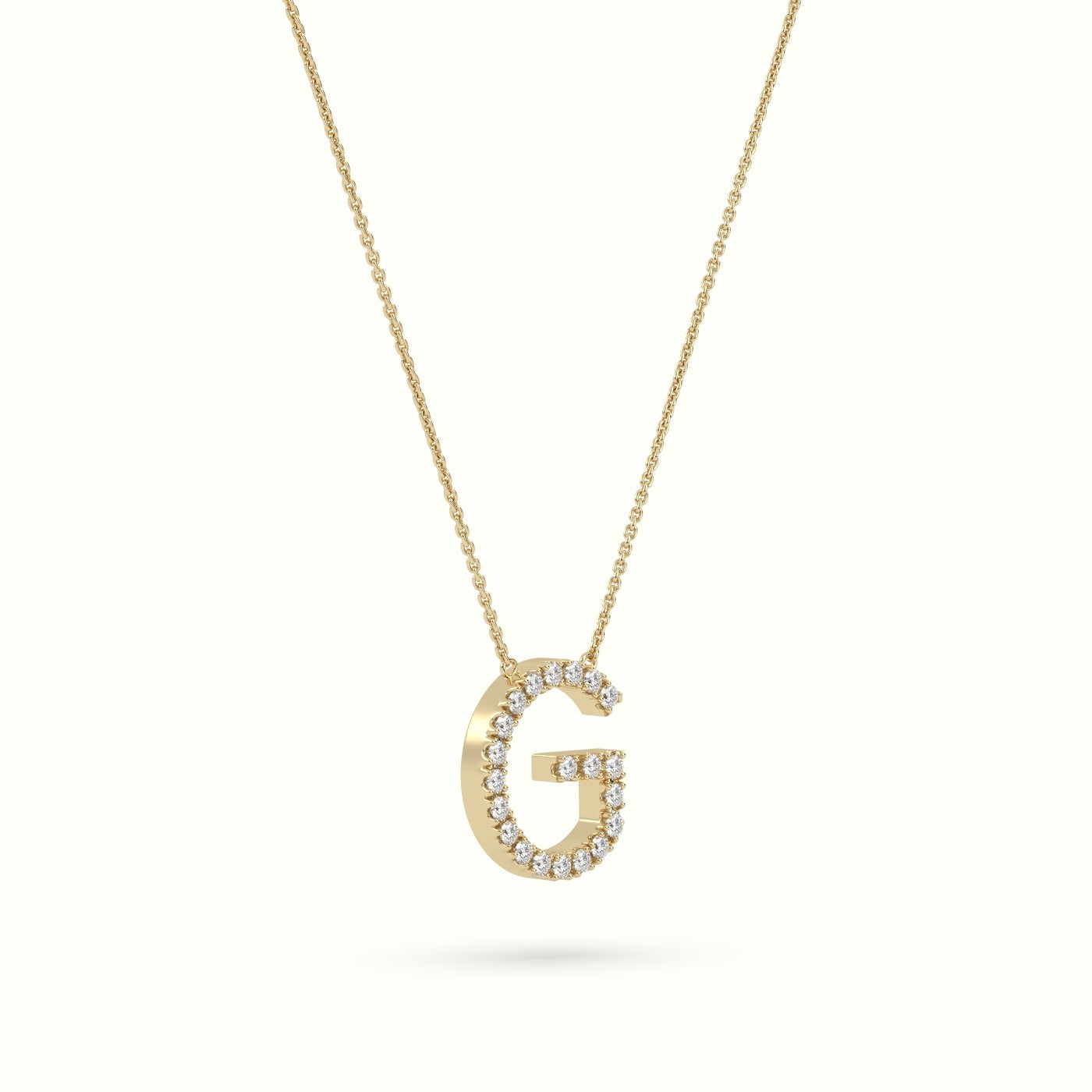 Initial "G" Diamond Necklace - 18k Gold — Yellow Gold