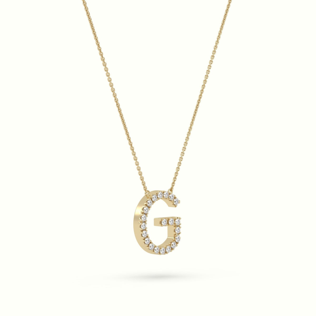 Initial "G" Diamond Necklace - 18k Gold — Yellow Gold