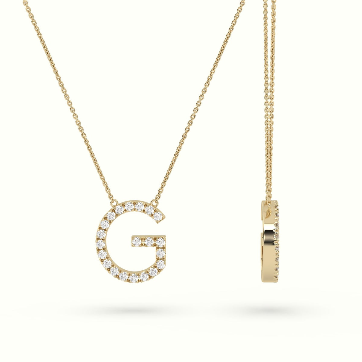 Initial "G" Diamond Necklace - 18k Gold — Yellow Gold
