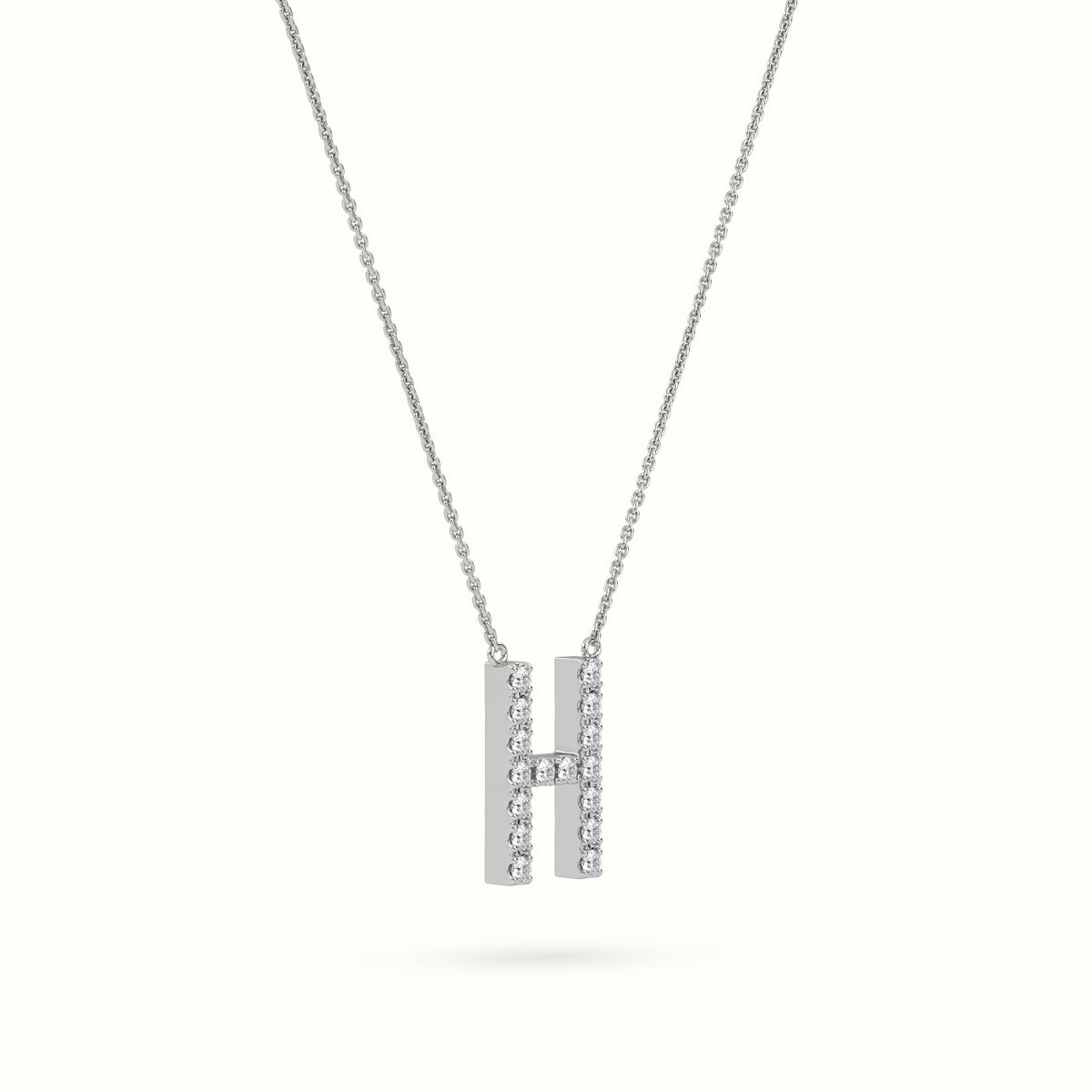 Initial "H" Diamond Necklace - 18k Gold — White Gold