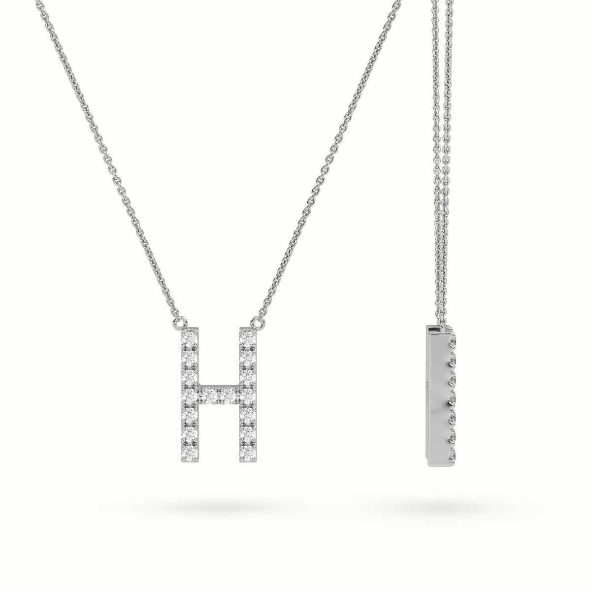 Initial "H" Diamond Necklace - 18k Gold — White Gold