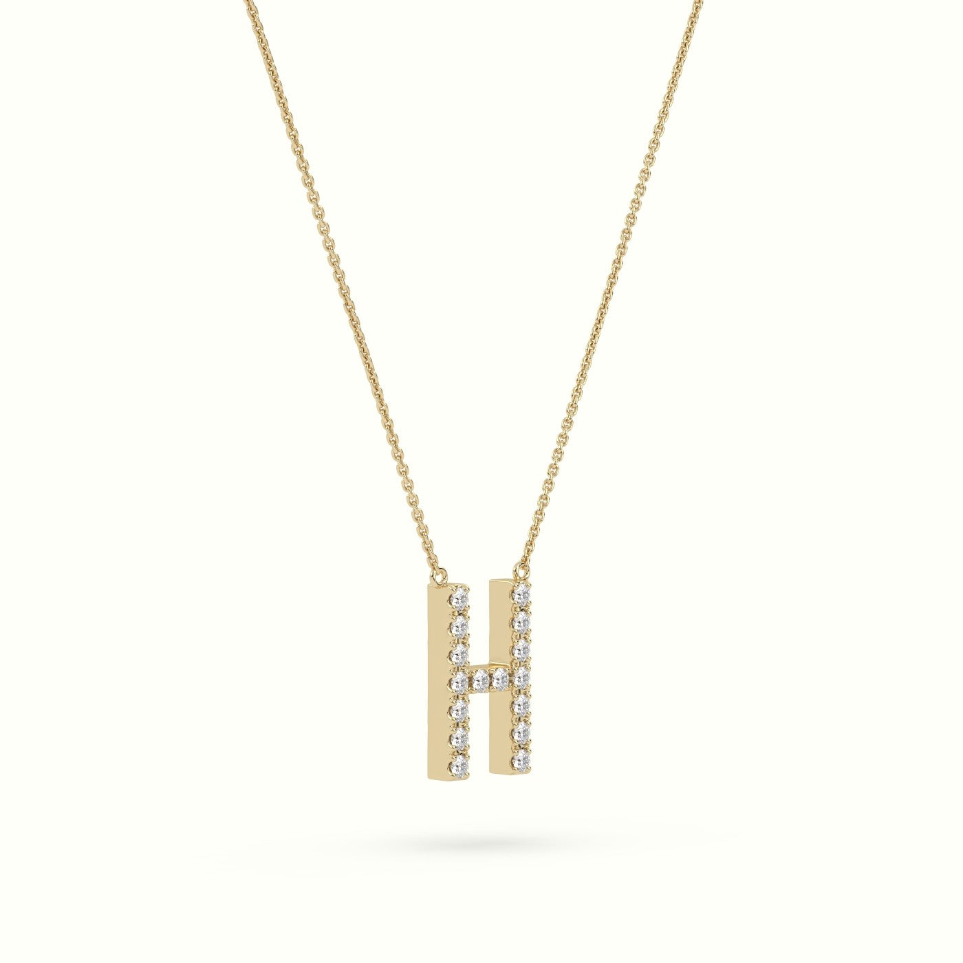 Initial "H" Diamond Necklace - 18k Gold — Yellow Gold