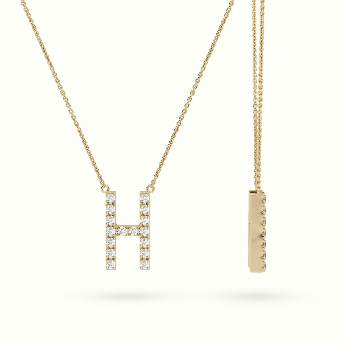 Initial "H" Diamond Necklace - 18k Gold — Yellow Gold