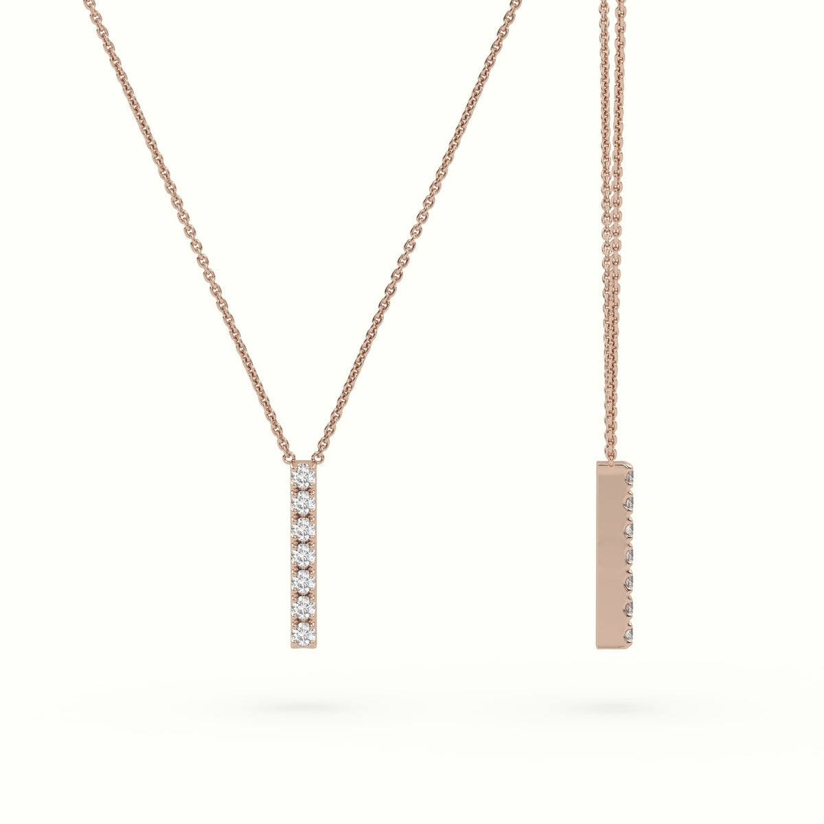Initial "I" Diamond Necklace - 18k Gold — Rose Gold