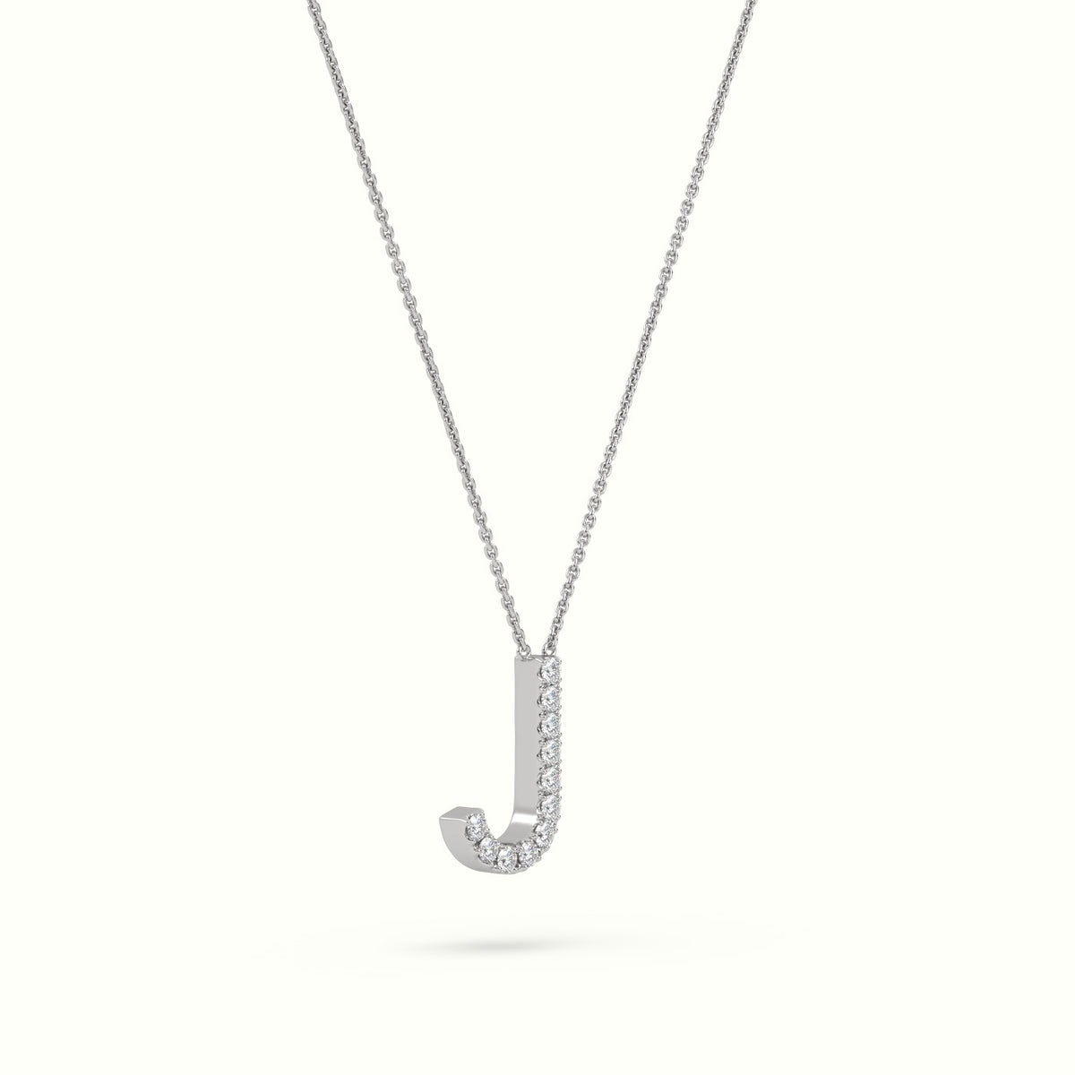 Initial "J" Diamond Necklace - 18k Gold — White Gold