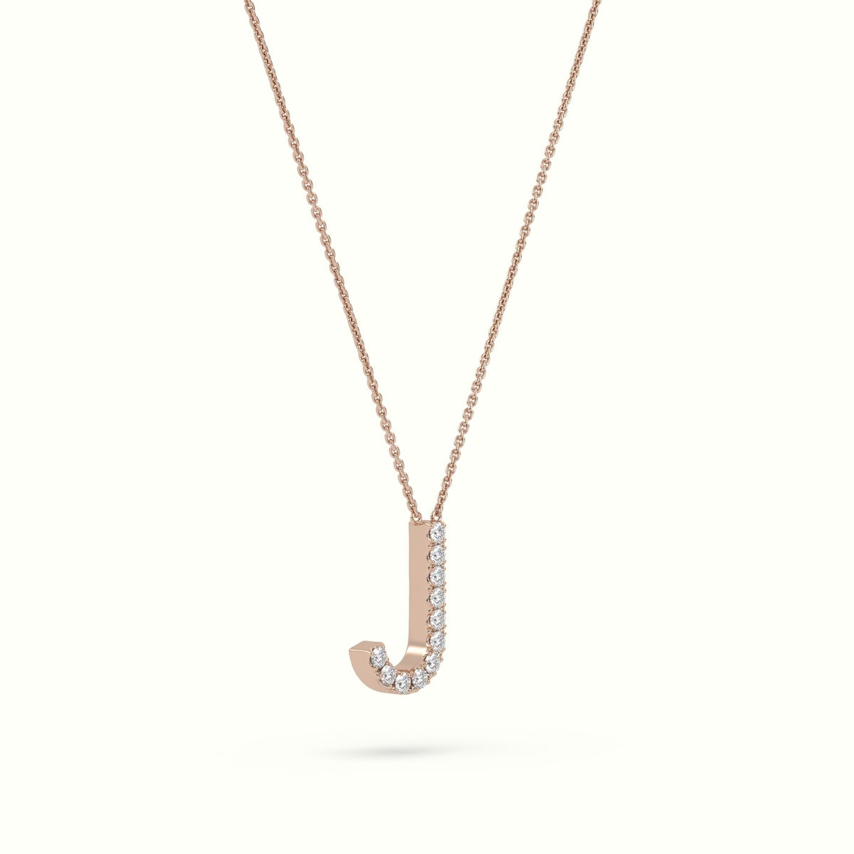 Initial "J" Diamond Necklace - 18k Gold — Rose Gold