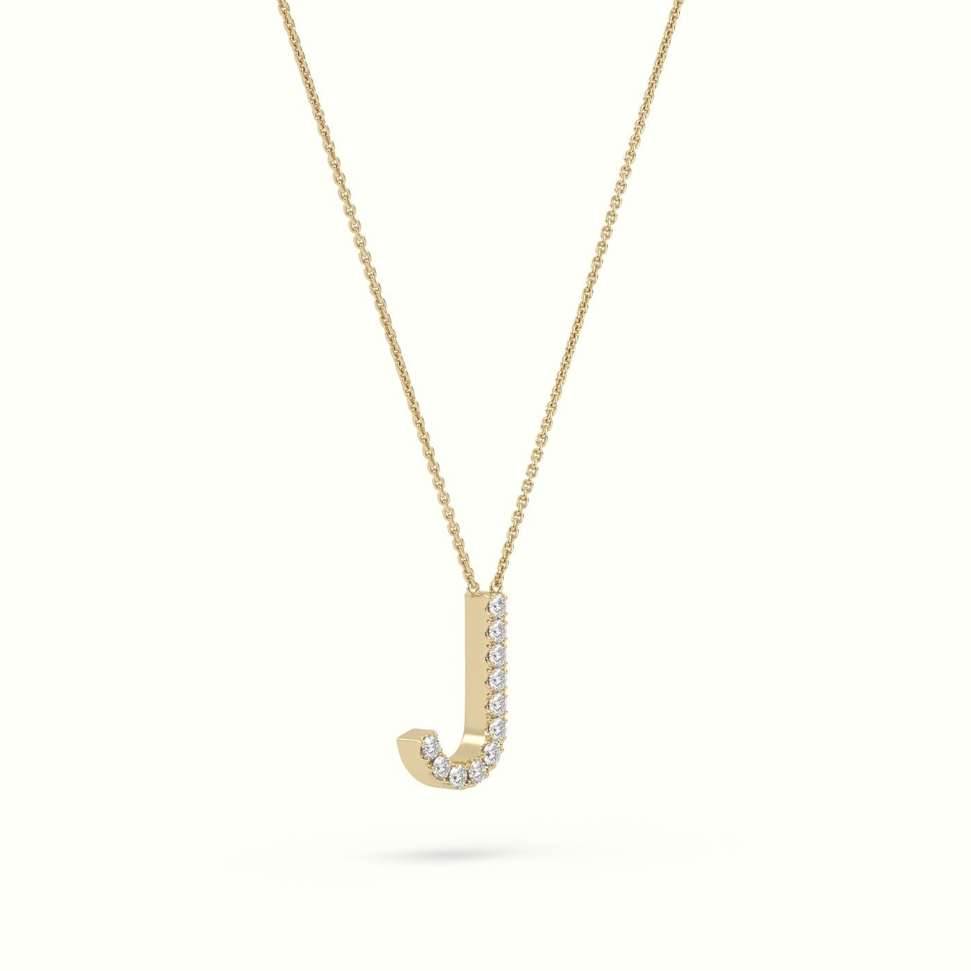 Initial "J" Diamond Necklace - 18k Gold — Yellow Gold